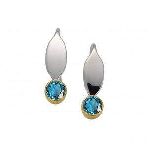 La Petite Earrings with Blue Topaz, Sterling Silver and 14k Gold