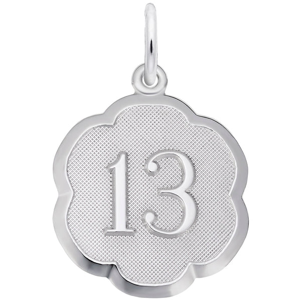 Rembrandt Charms, Scalloped Custom Number Charm, Engravable