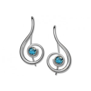 Lyrical Blue Topaz or Garnet Earrings, Sterling Silver