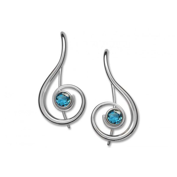 Lyrical Blue Topaz or Garnet Earrings, Sterling Silver