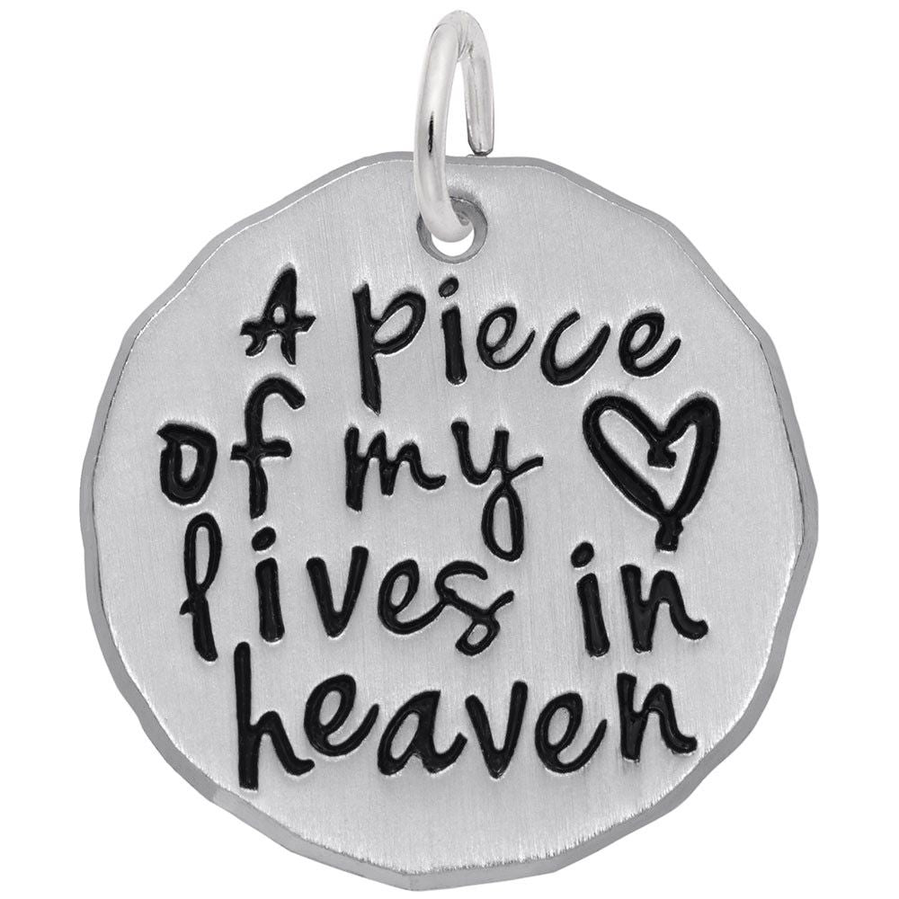 Rembrandt Charms A Piece of My Heart Lives in Heaven, Engravable Sterling Silver