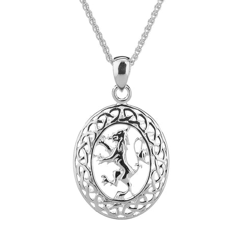 Oval Lion Rampant Necklace, Sterling Silver