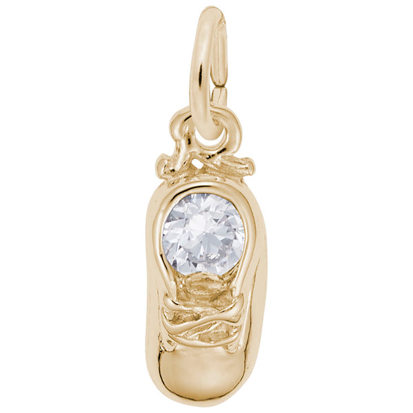 Rembrandt Charms, Birthstone Baby Shoe, Engravable