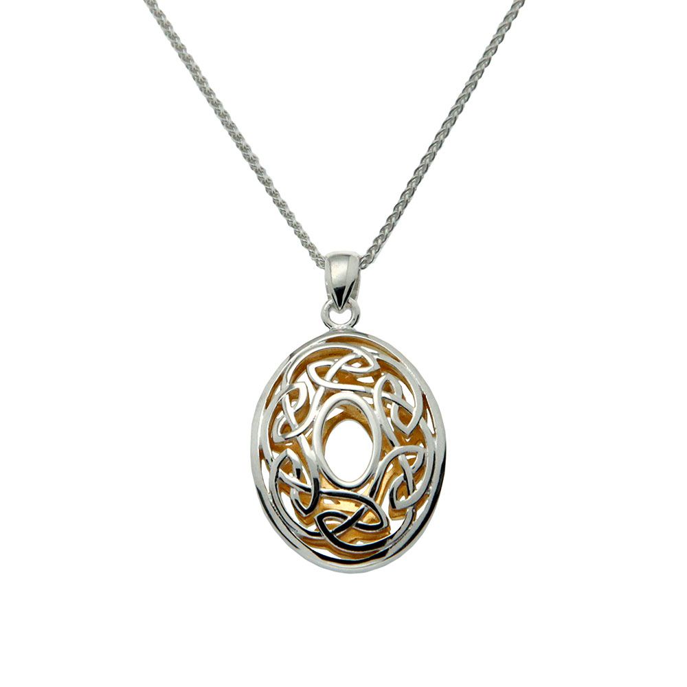 Window to the Soul Oval Necklace, Sterling Silver & 22k Gilded Gold