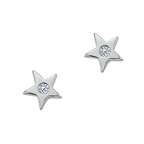 Twinkle Star Diamond Earrings, Sterling Silver