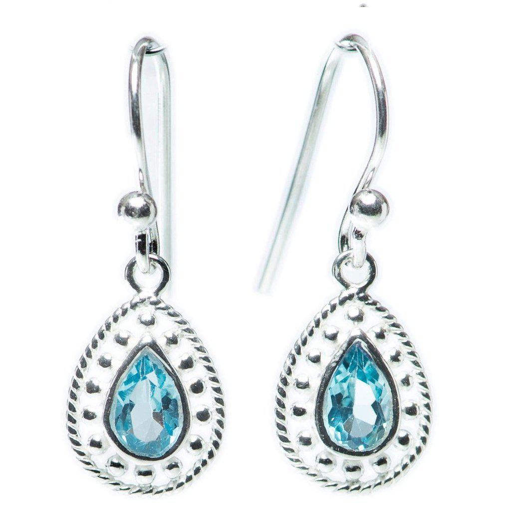 Beaded Drop Earrings, Blue Topaz-Earring-teklaestelle-teklaestelle