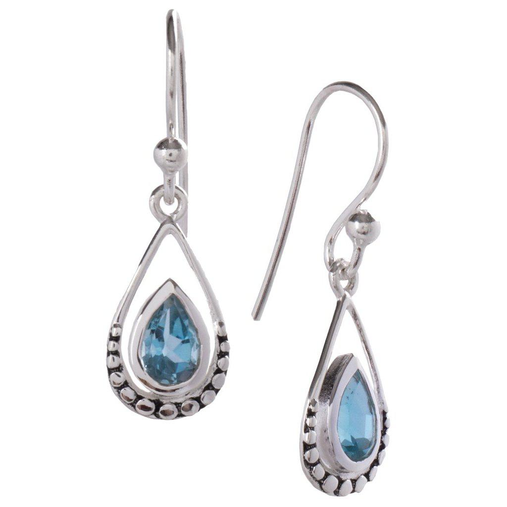 Droplet Earrings, Blue Topaz-Earring-teklaestelle-teklaestelle