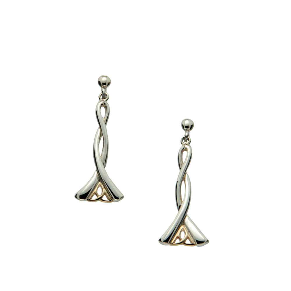 Trinity Knot Dangle Earrings, Sterling Silver & 10k Gold