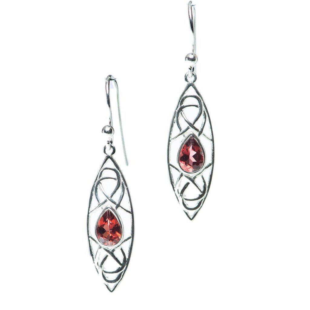 Woven Marquise Earrings, Garnet-Earring-teklaestelle-teklaestelle