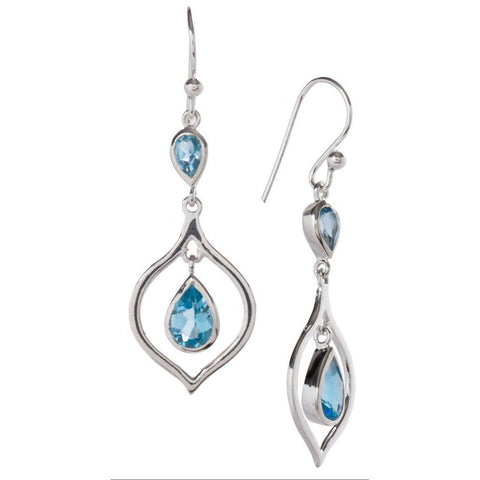 Cradle Earrings, Blue Topaz-Earring-teklaestelle-teklaestelle