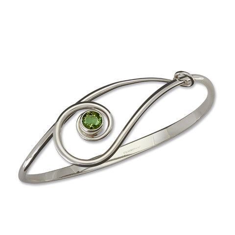 Sliding Clef Bracelet, Sterling Silver and Emerald Topaz