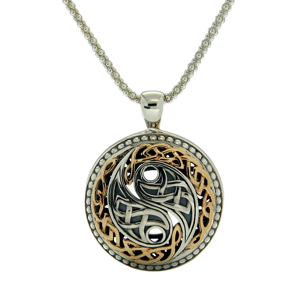 Harmony Yin Yang Necklace, Sterling Silver & 10k Gold