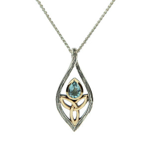 Archangel Necklace, Sterling Silver & 10k Gold with Blue Topaz