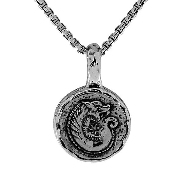 Celtic Dragon Coin Necklaces, Silver & Bronze or Silver