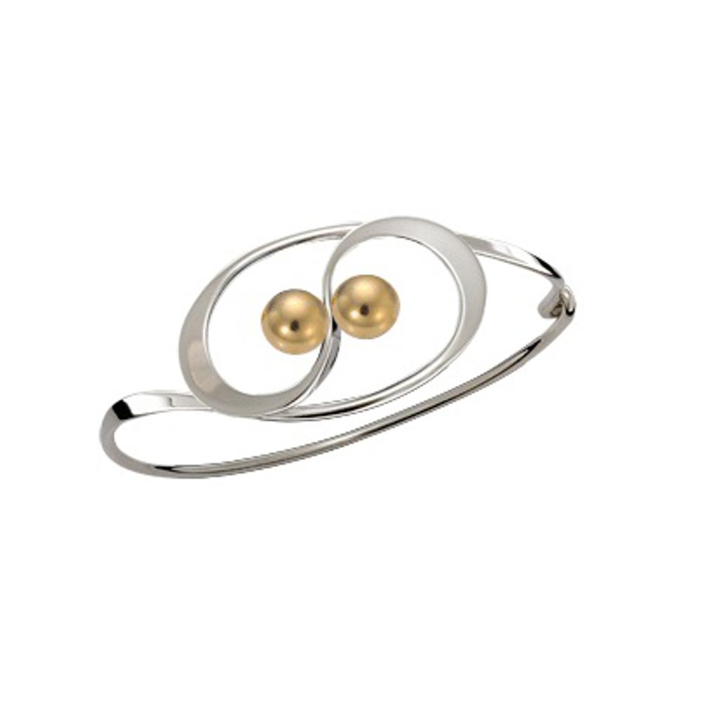 Ed Levin Jewelry-Bracelet-Twining, Sterling Silver w/ 14K Gold Ball