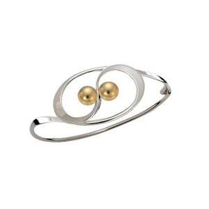 Ed Levin Jewelry-Bracelet-Twining, Sterling Silver w/ 14K Gold Ball