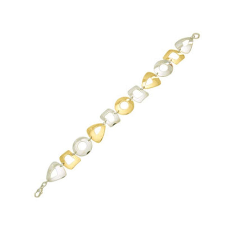 Ed Levin Jewelry-Bracelet-Geometric Link, Sterling Silver & Gold Plated