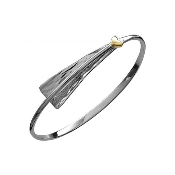 Cascade Bracelet with Heart, Sterling Silver and 14k Gold