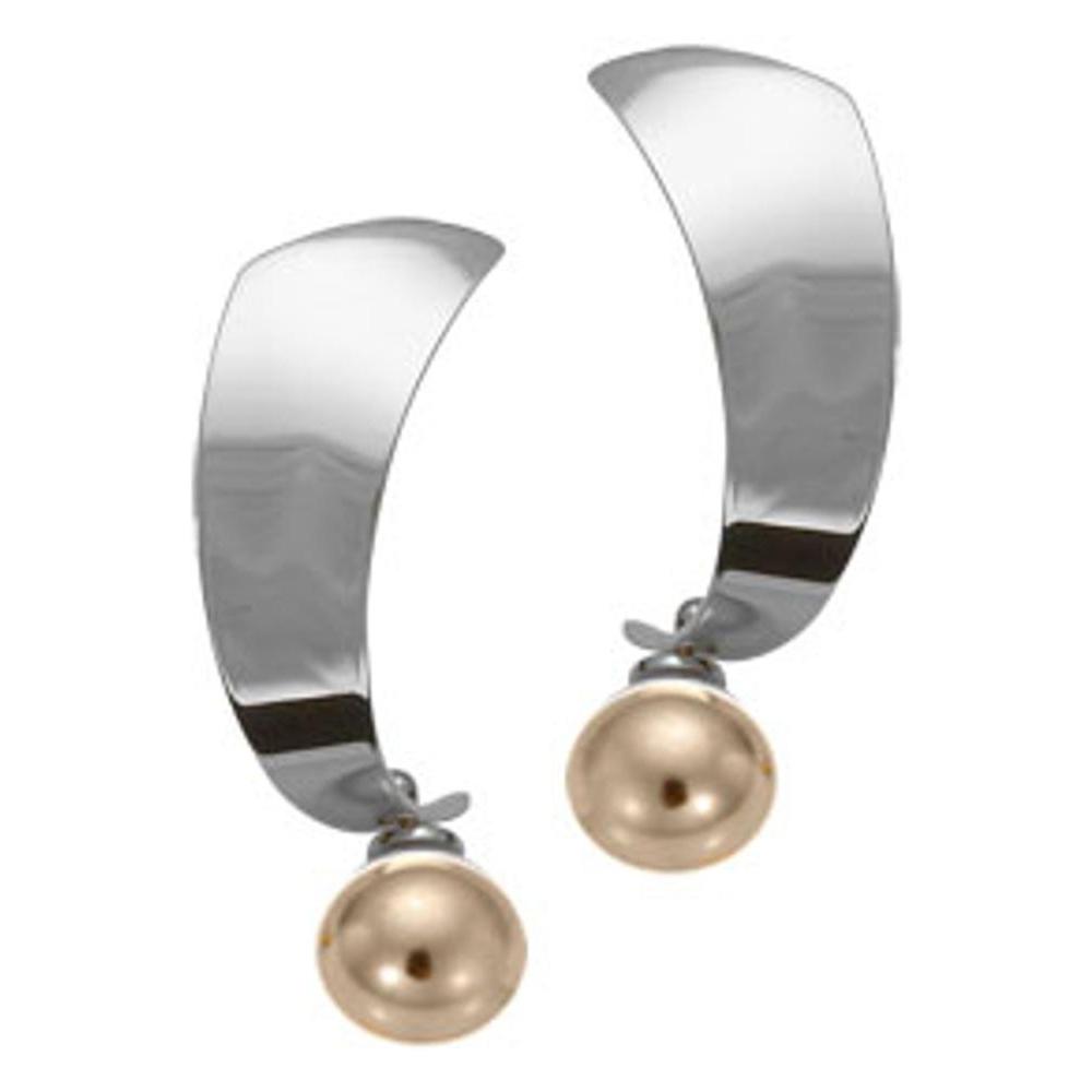 Ed Levin Jewelry-Earring-Bella Note, Sterling Silver w/ 14K Gold Ball