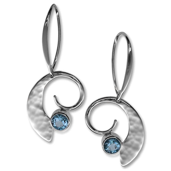 Ed Levin Jewelry-Earring-Moon Dance, Blue Topaz, Sterling Silver