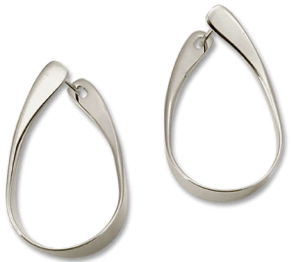 Rythmic Hoop Earrings, Sterling Silver