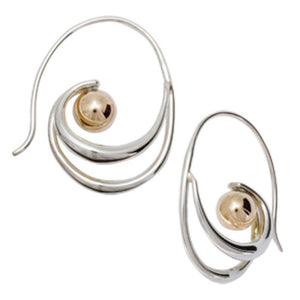 Ed Levin Jewelry-Earring-Sea Spray, Sterling Silver w/ 14K Gold Ball