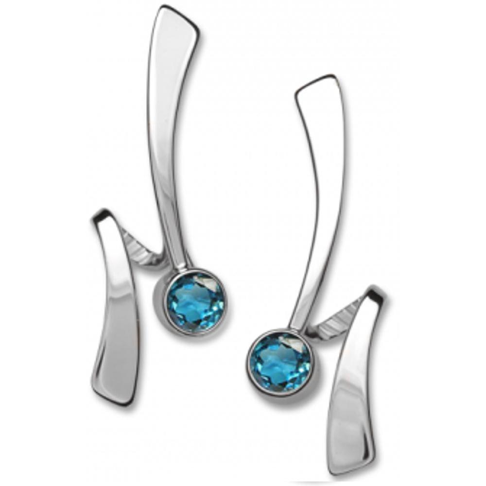 Ed Levin Jewelry-Earring-Wrap Around, Blue Topaz, Sterling Silver