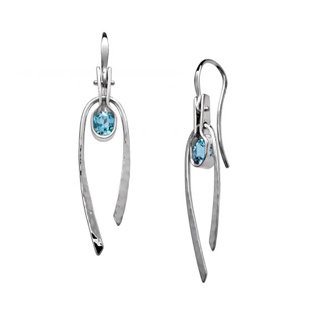 Ed Levin Jewelry-Earring-Flutter Earrings, Sterling Silver with Blue Topaz