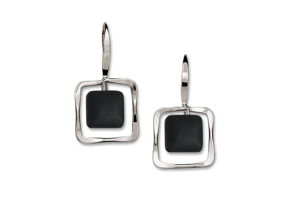 Zenith Black Onyx Earrings, Sterling Silver