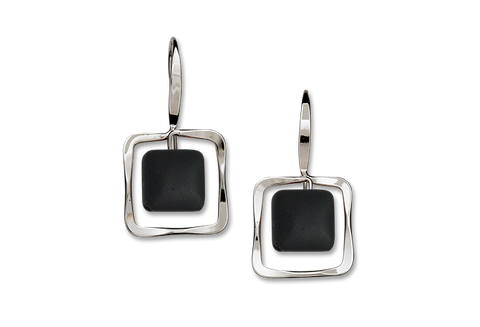 Zenith Black Onyx Earrings, Sterling Silver