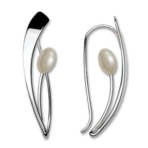 Ed Levin Jewelry-Earring-Tulip, Cultured Pearl, Sterling Silver