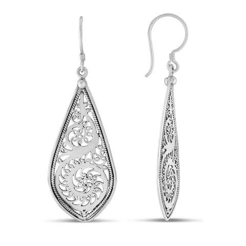 Bali Jewelry-Filigree Pear Swirl Earrings-teklaestelle
