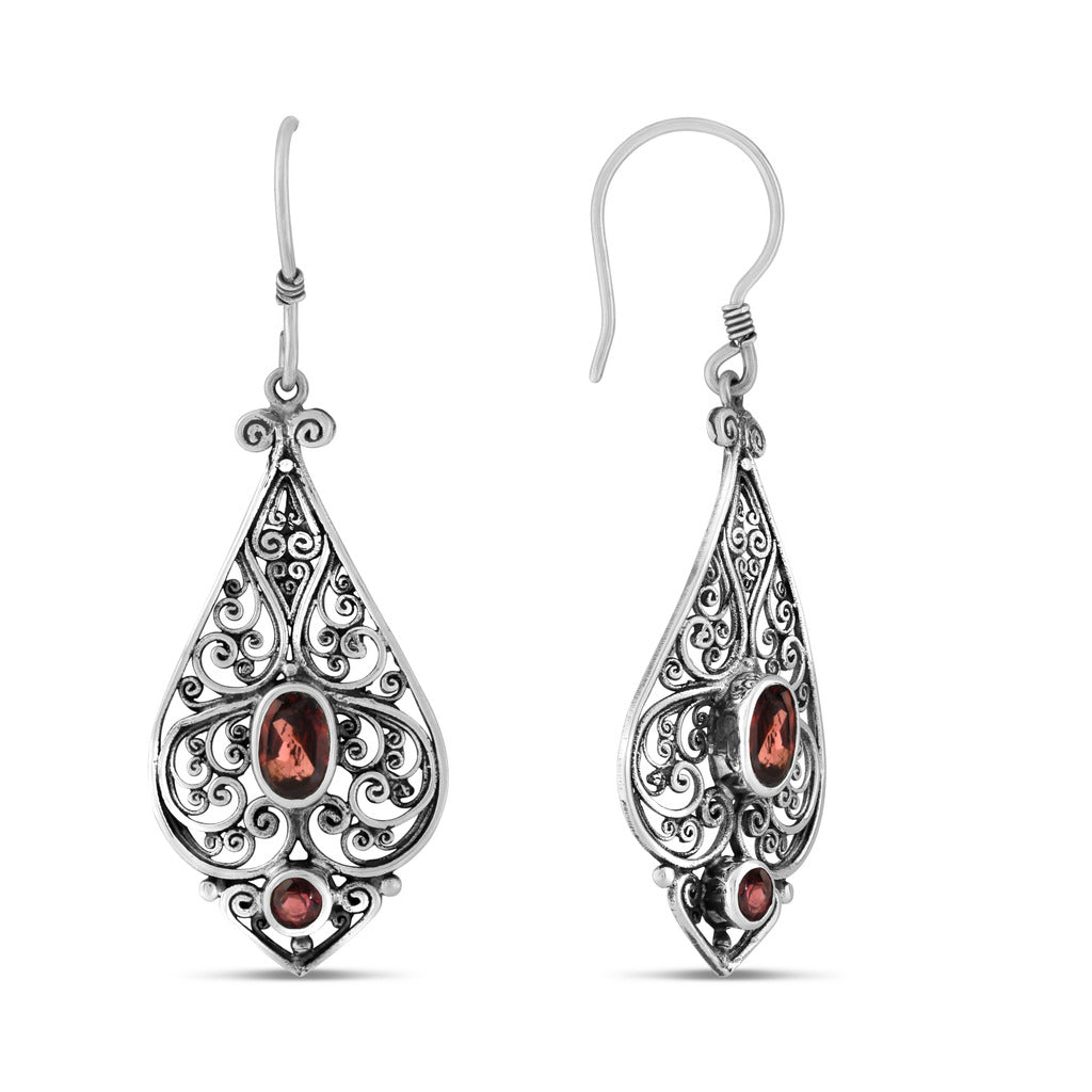 Bali Jewelry-Imperial Scrollwork Earrings, Garnet-teklaestelle