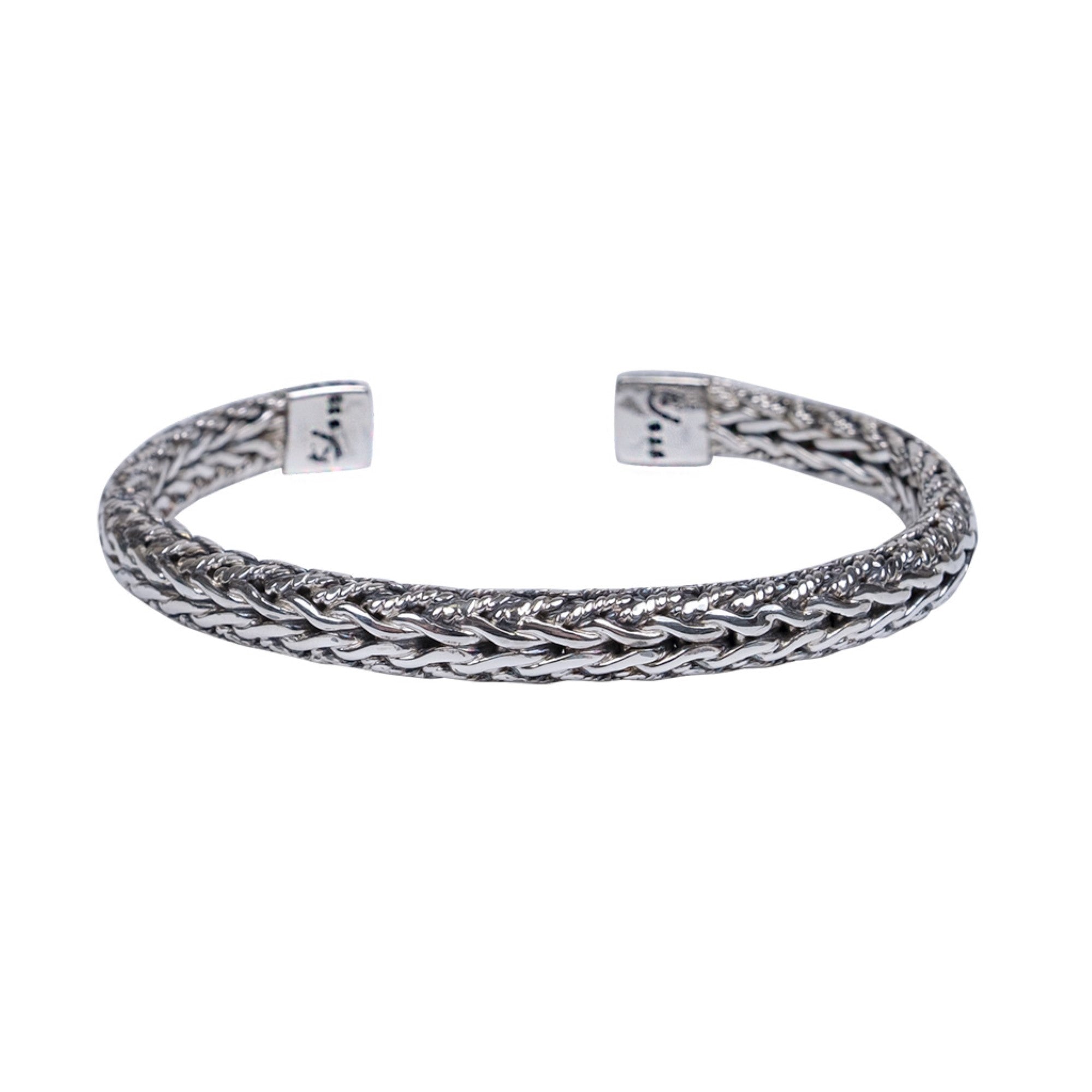 Oval Dragon Weave Bangle, Sterling Silver
