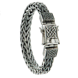 Keith Jack Jewelry-Heavy Celtic Square Dragon Weave 8" Bracelet, Sterling Silver