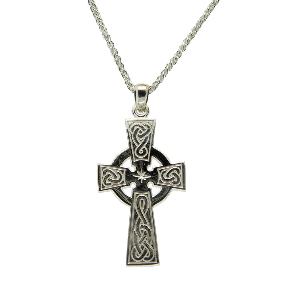Keith Jack Jewelry-Celtic Cross with Star Necklace, Sterling Silver