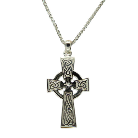Keith Jack Jewelry-Celtic Cross with Star Necklace, Sterling Silver