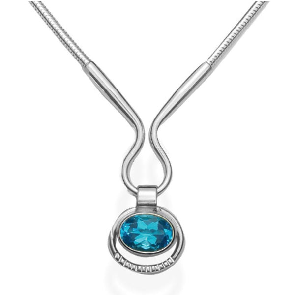 Ed Levin Jewelry-Necklace-Standing Ovation, Blue Topaz, Sterling Silver