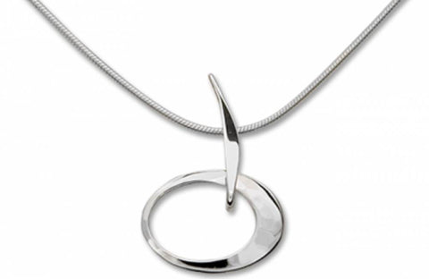 E.L. Designs by Ed Levin Studio - Petite Elliptical Pendant Necklace, Sterling Silver-Necklace-teklaestelle