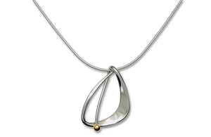Ed Levin Jewelry-Necklace-Delta Pendant Necklace, Sterling Silver with Gold Ball