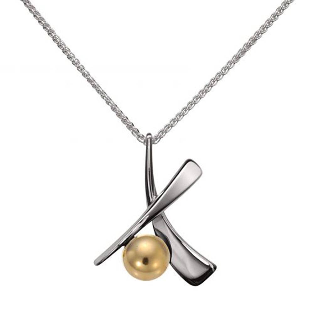Minuet Pendant Necklace, Sterling Silver w/ Gold Ball
