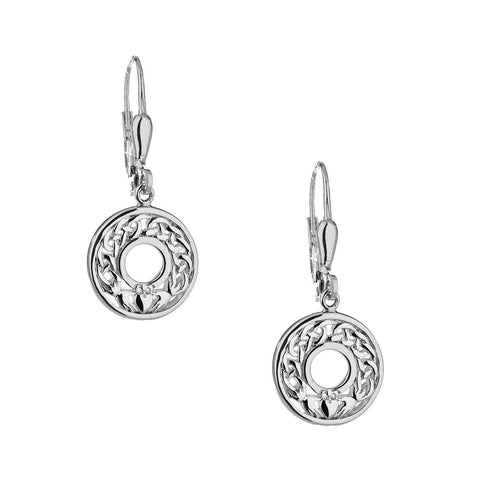 Claddagh Leverback Earrings, Sterling Silver