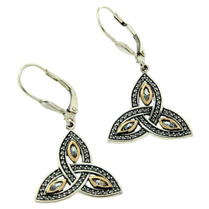 Keith Jack Jewelry-Trinity Knot Leverback Earrings, Sterling Silver & 10k Gold