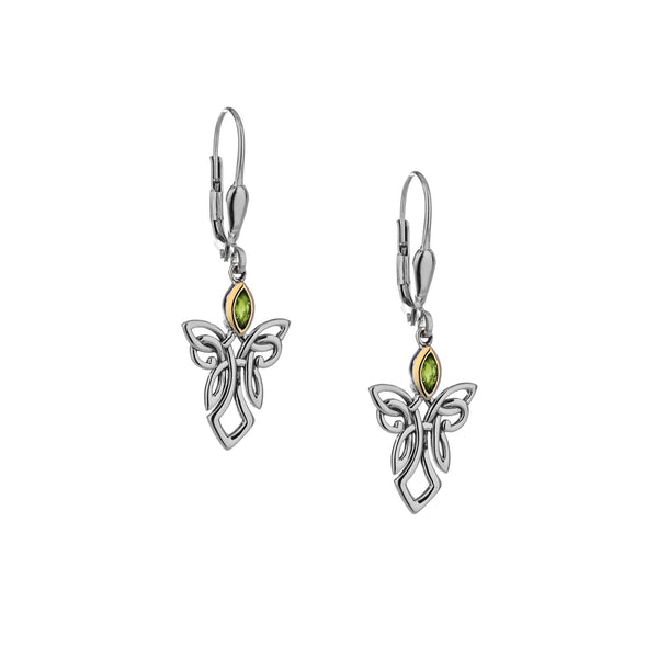 Gemstone Guardian Angel Earrings, Sterling Silver & 10k Gold