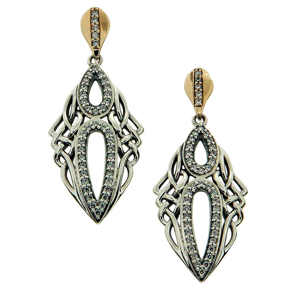 Keith Jack Jewelry-Gateway Earrings, Oxidized Sterling Silver, 10k Gold & Cubic Zirconia