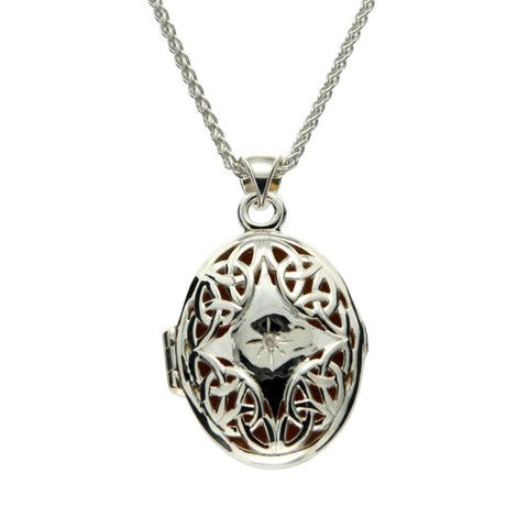 Gilded Trinity Diamond Locket Necklace, Sterling Silver & Gilded 22k Gold