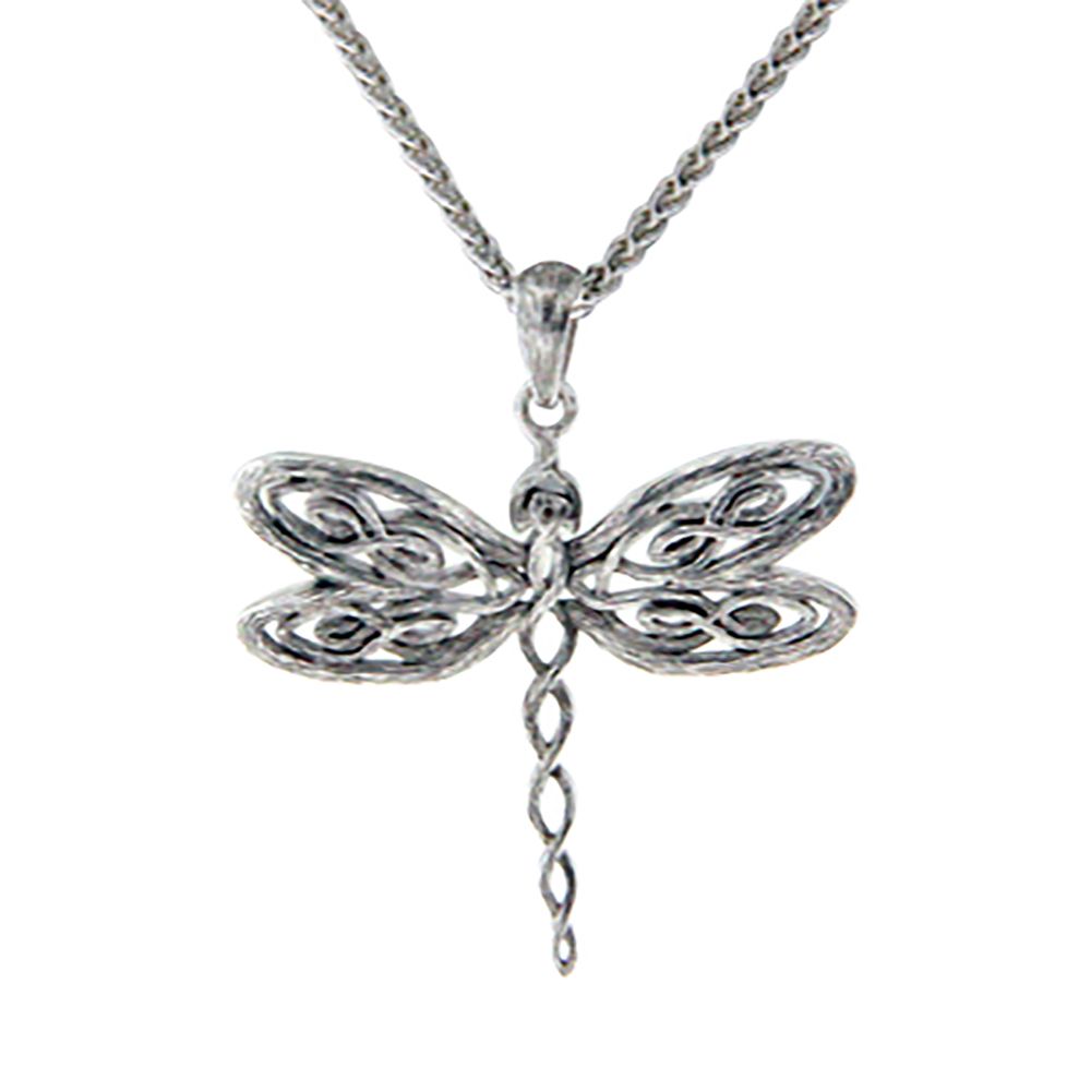 Dragonfly Large Pendant Necklace, Sterling Silver