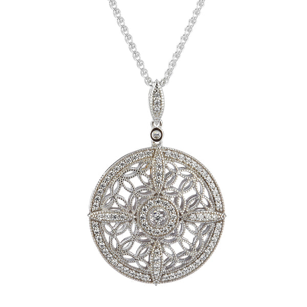Night & Day Round Medium Necklace, Sterling Silver