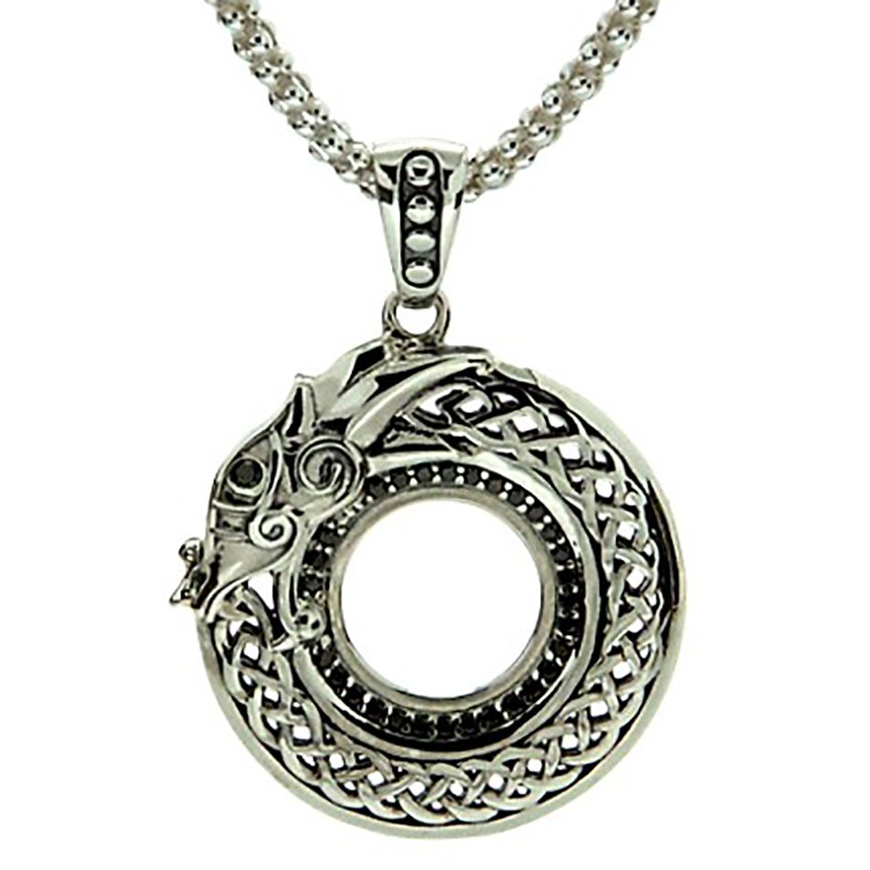 Dragon Pendant Necklace, Sterling Silver