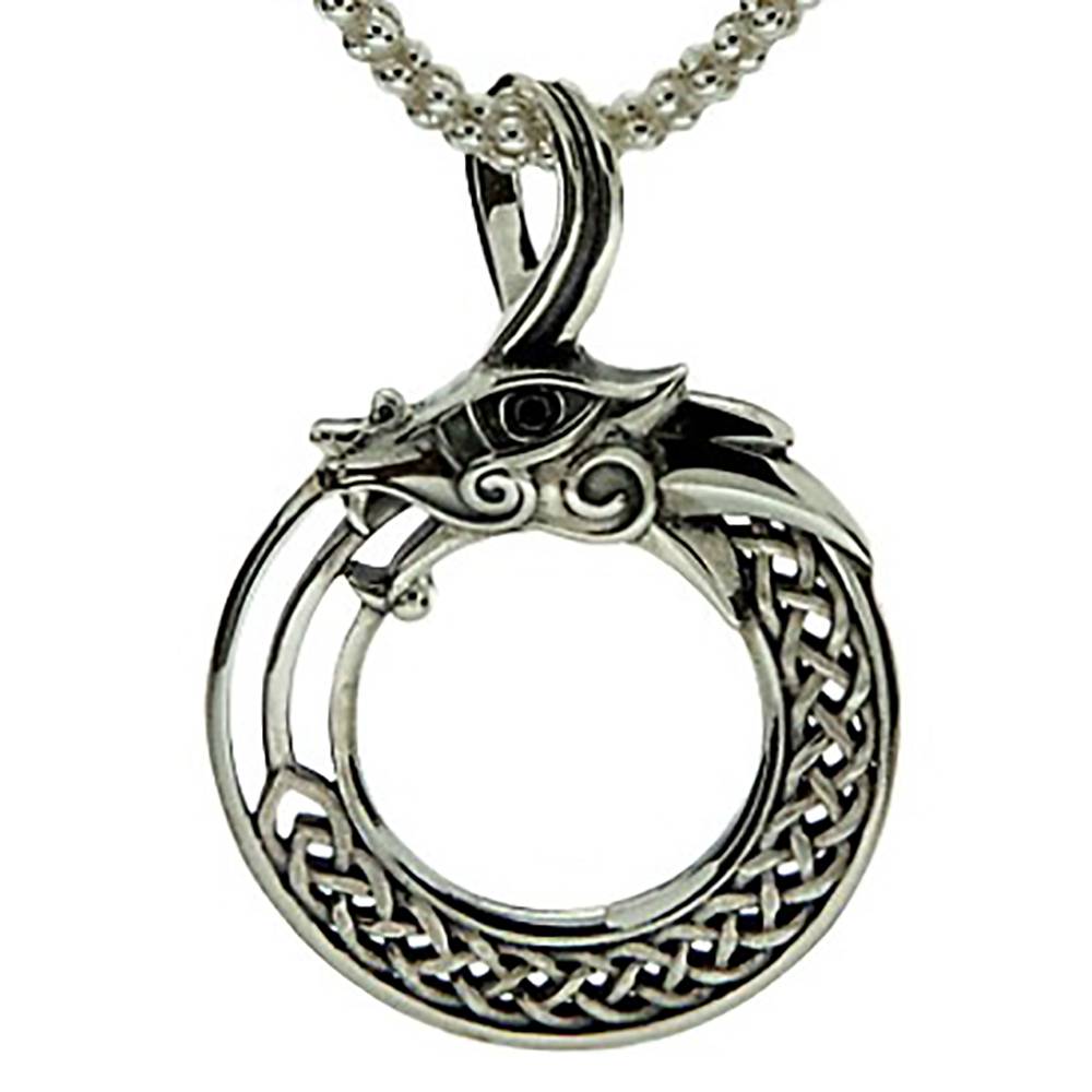 Keith Jack Jewelry-Eye of the Dragon Necklace, Sterling Silver with Black Cubic Zirconia